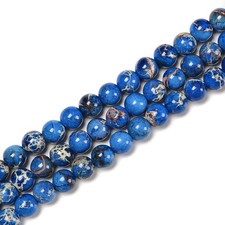 Royal Blue Sea Sediment Jasper Smooth Round Beads Size 6mm 8mm 10mm 15.5''Strand