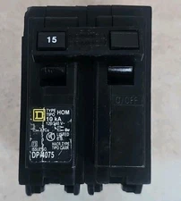 Square D HOM215 15A 2 Pole Circuit Breaker Chipped