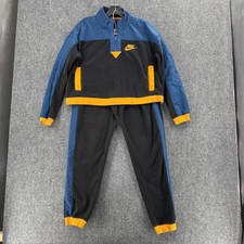 Nike Track Suit Boys Medium Black Blue Orange Fleece Sweatsuit Set CJ4934-010