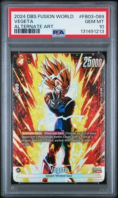 DRAGON BALL FUSION WORLD VEGETA FB03-089 ALTERNATE ART PSA 10
