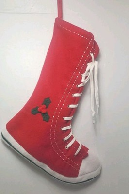  Converse-Inspired High Top Stocking   Cute Lace-Up Xmas Boot 