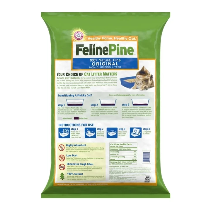 Paquete de 4 arena original para gatos de pino felino, 40 lb Foto 2 de 4