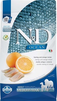 FARMINA N&D Ocean Dog Adult Trockenfutter Hunde, Hering & Orange, 2,5 kg