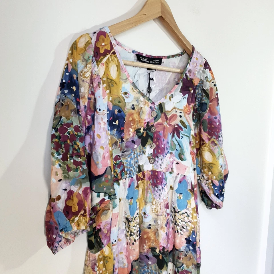 Willow & Tree BNWT Women's Size 10 Colourful Floral Print Casual Midi Dress - image 4 of 4