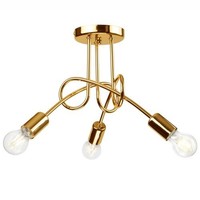Glanzvolle Deckenleuchte In Gold Modern 3-Flammig Metall Deckenlampe Madalynn