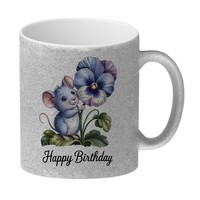 Maus Mit StiefmüTterchen Glitzer-Kaffeebecher Happy Birthday