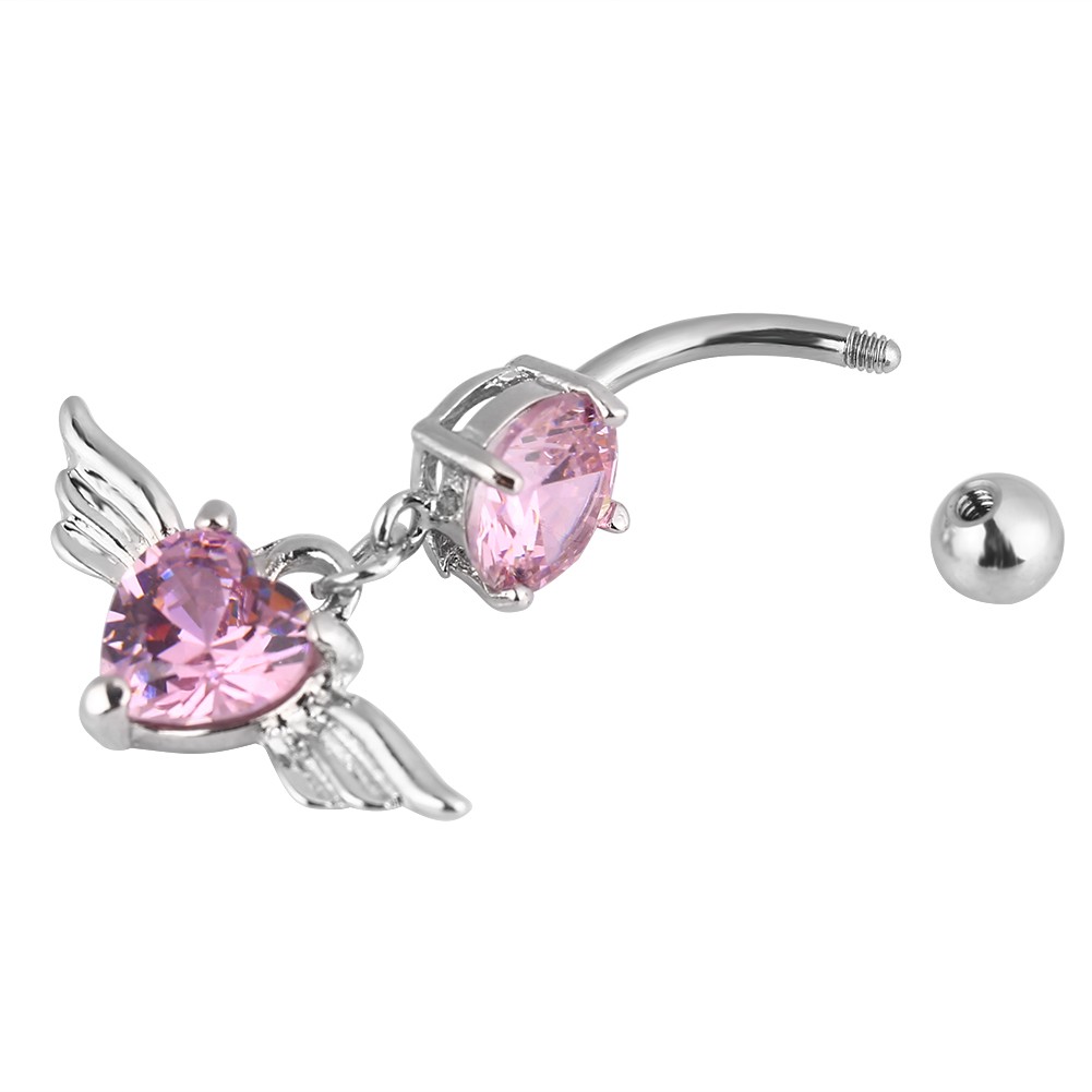 2pcs/set Rhinestone Belly Navel Ring Barbell Stainless Steel Piercing Jewelry (P