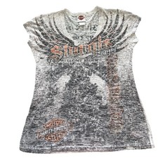 Harley Davidson T-Shirt Women L Motorcycle Sturgis 2012 Biker Sleeveless Burnout