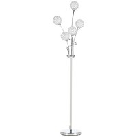 HOMCOM Modern Floor Lamp w/ K9 Crystal Shade, 5 Light, for Living Room, Silver