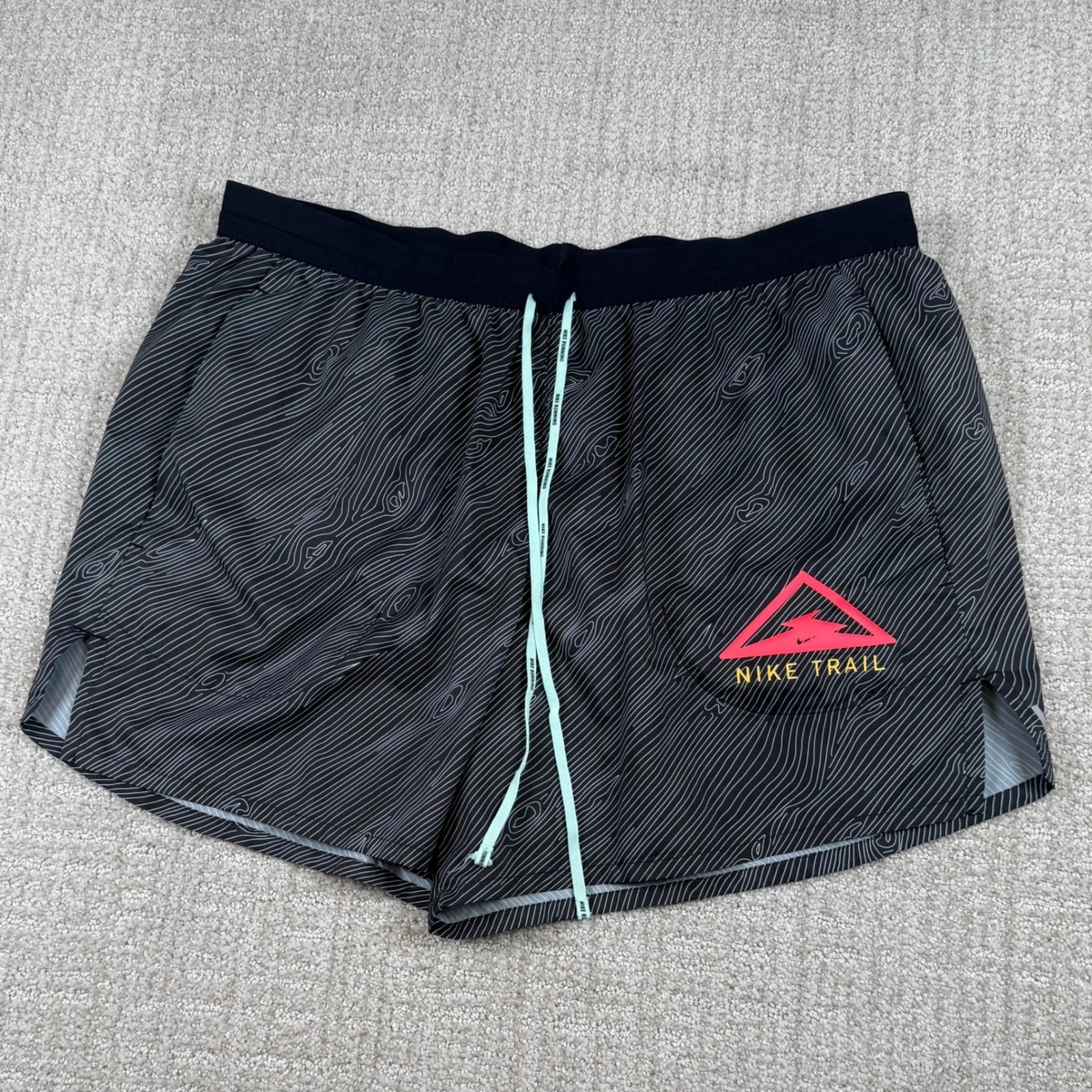 Nike Men XL Trail Stride Black Topographic 5" Running Training Shorts DJ0588-010