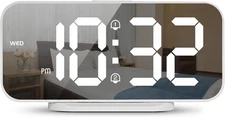 ALANAS Digital Alarm Clock for Bedrooms - Large LED Display, Dual White 