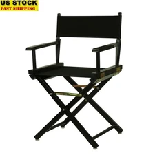 Portable Director Chair Wood Frame Foldable Easy Storage&Cleaning Classic Black