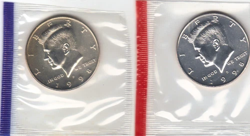 1998 P+D KENNEDY HALF UNCIRCULATED STILL IN MINT CELLO L@@K