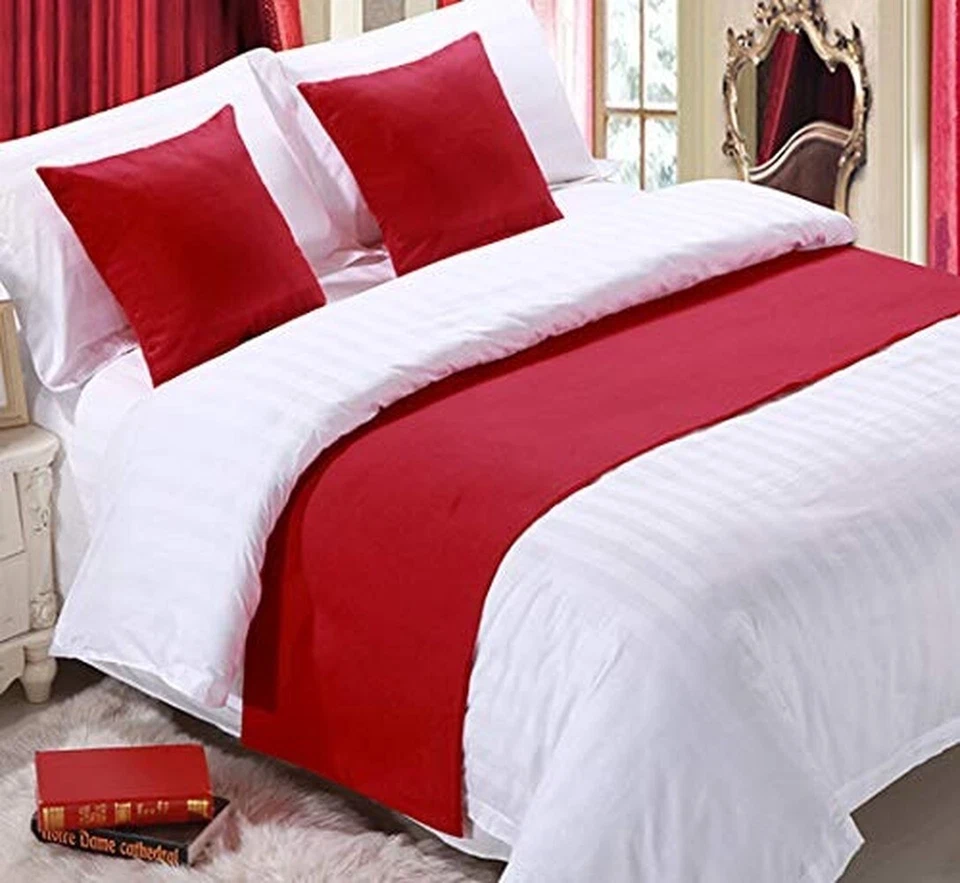 Bufanda de cama de hotel para corredor funda de cojín ropa de cama boda dormitorio hogar color liso Foto 3 de 4