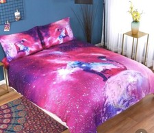 Galaxy Cat 3 D Animal Galaxy Duvet Cover Bedding Set - Full