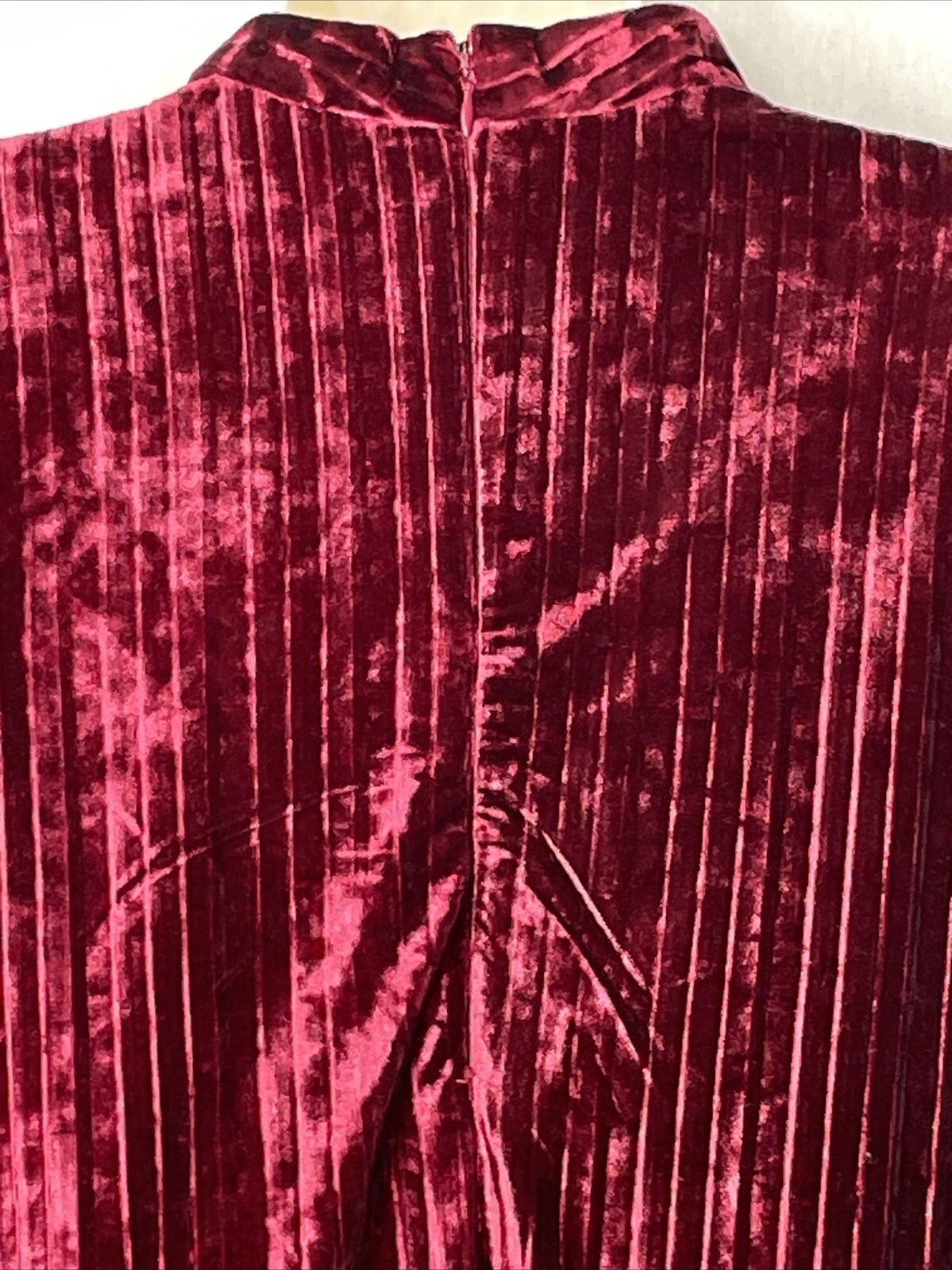 VALENTINO Abito velluto Madison Leigh taglia 16 rosso bordeaux manica lunga vacanze Natale