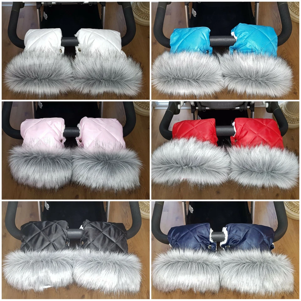 PRAM FURS Pram Hand Warmer Hand Muff Stroller Gloves With Fur Universal
