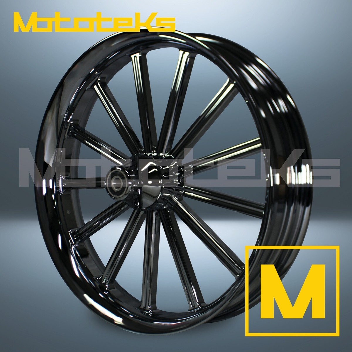 21X2.15 THIRTEEN FORGED MAG WHEEL BLACK FOR HARLEY SOFTAIL FRONT