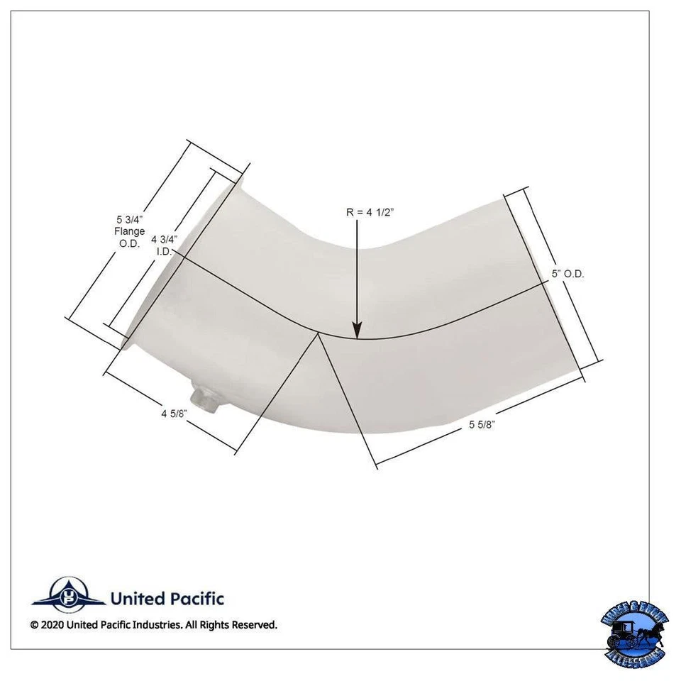 CODO TURBO ESCAPE UNITED PACIFIC 58 GRADOS PARA PETERBILT 379 #PB379-13430 Foto 2 de 2
