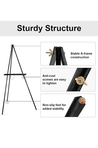 65" A-Frame Tripod Easel Stand, Wooden Display Easel with Adjustable Canvas