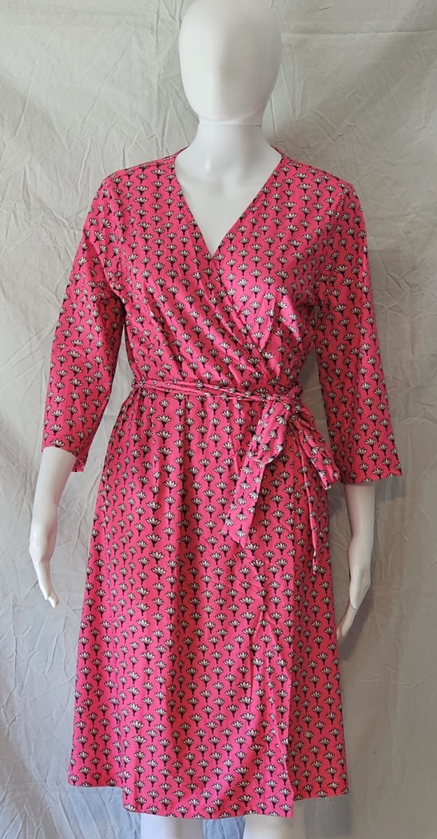 Two Mini Pink Print Jersey Wrap Dress Two Mini Pink Print Jersey Wrap Dress