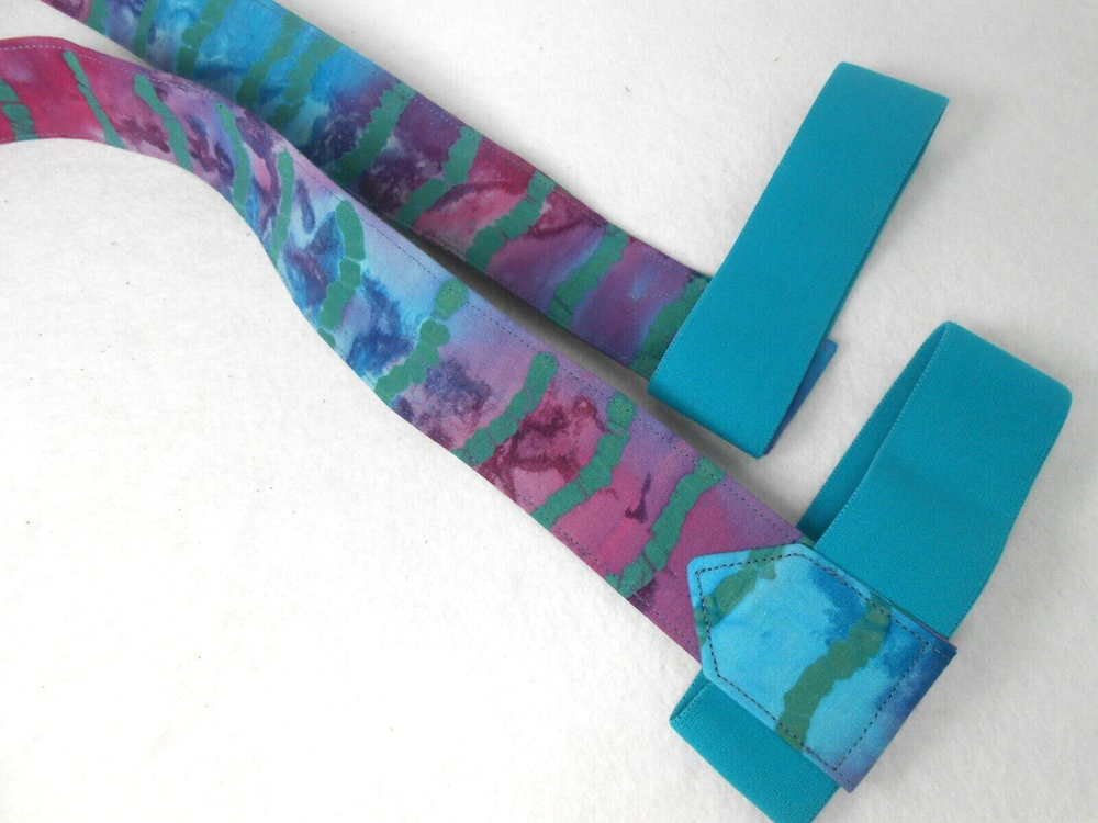 Yoga Mat Carrier with Elastic Bands in Turquoise Batik Print