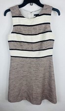 Ann Taylor Womens Dress 4 Pink White Striped A Line Sleeveless Lined Knit