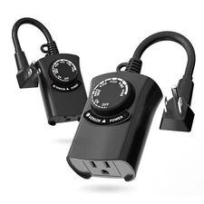 HBN 2Pcs Outdoor Light Timer Waterproof,Photocell Dusk to Dawn 2/4/6/8 Countdown