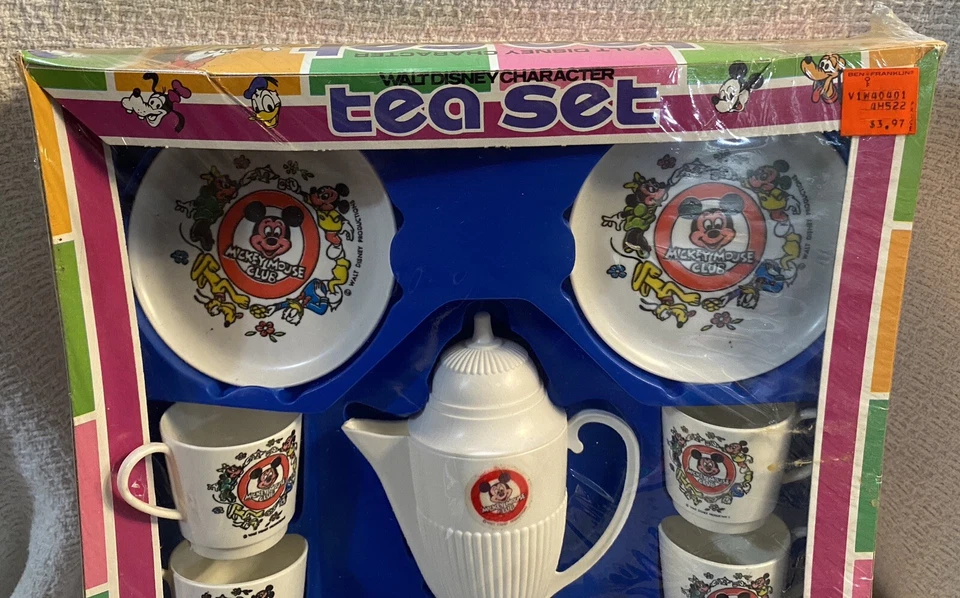 Juego de té vintage de 22 piezas de personaje de Walt Disney en caja Mickey Mouse Club 1434 Foto 2 de 4