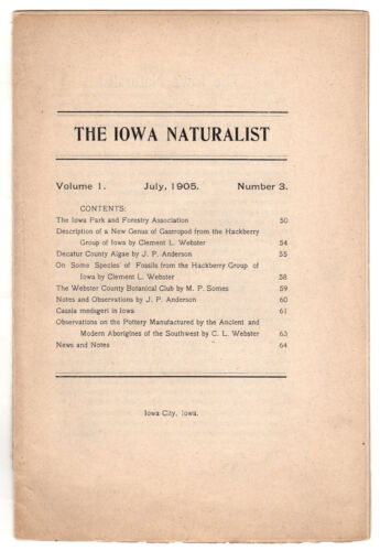 The Iowa Naturalist, Volume 1, Number 3, July, 1905 - Picture 1 of 2