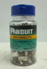 100 Pack Panduit DR14-250-C Female Flag Disconnect Bare 16-14Awg Non-Insulated 