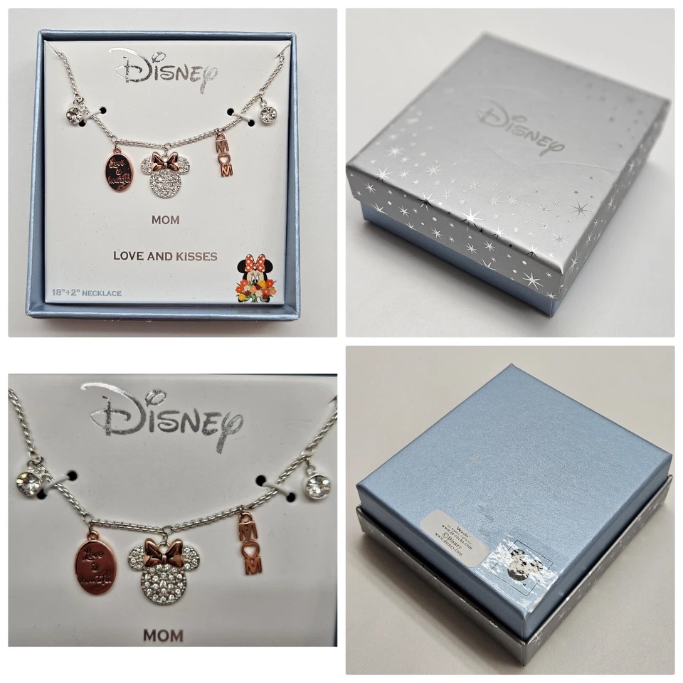 DISNEY Minnie or Mickey MOM 5 Charm 18"+2" Necklace Silver Plated & Rose Gold - Image 3 of 3