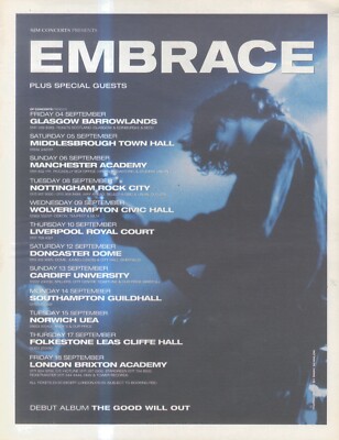 SFBK85 WERBUNG 15X11 EMBRACE PLUS SPECIAL GUESTS KONZERT TOUR TERMINE