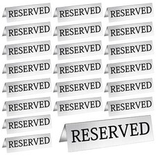 24 Pcs Metal Reserved Table Signs Silver Table Top Reserved Sign for Restaura...