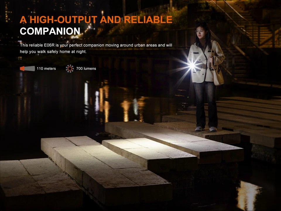 Linterna EDC recargable Fenix E06R 700 lúmenes con luz UV y láser rojo - gris Foto 3 de 4