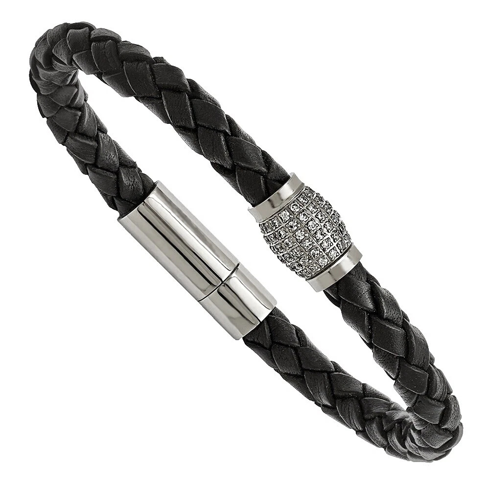 Cubic Zirconia Titanium Leather Fashion Jewelry