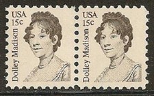 US 1822 Dolley Madison 15c horz pair MNH 1980