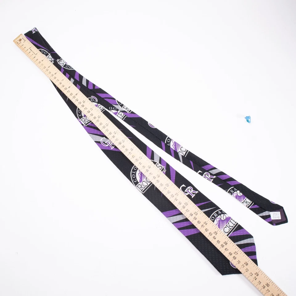 Colorado Rockies 58" silk Ralph Marlin Tie Baseball 1992 Black/Purple/Gray Foto 4 de 4
