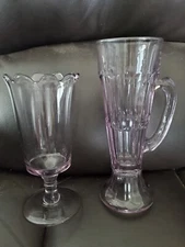 Lavender Pressed Glass Set , 1 Stein And 1 Iced Tea Cup