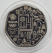 2020 TEAM GB - TOKOYO OLYMPICS - 50p Coin - BU Fifty Pence - In Capsule