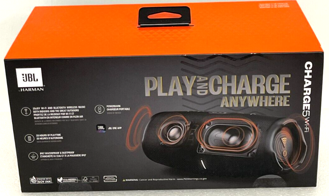 JBL Charge 5 WiFi + Bluetooth Portable Wireless Speaker, New JBL Charge 5 WiFi + Bluetooth Portable Wireless Speaker, New