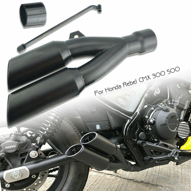 BLACK DOUBLE DUAL EXHAUST PIPE SHORT SLIP ON FIT HONDA REBEL CMX 300