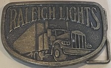 Vintage Raleigh Lights Belt Buckle Cigarettes Tobacco Semi Truck Driver Trucking