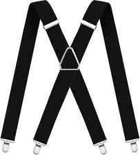 Mens Suspenders Adjustable Braces with 4 Strong Metal Clips Elastic X Back Heavy
