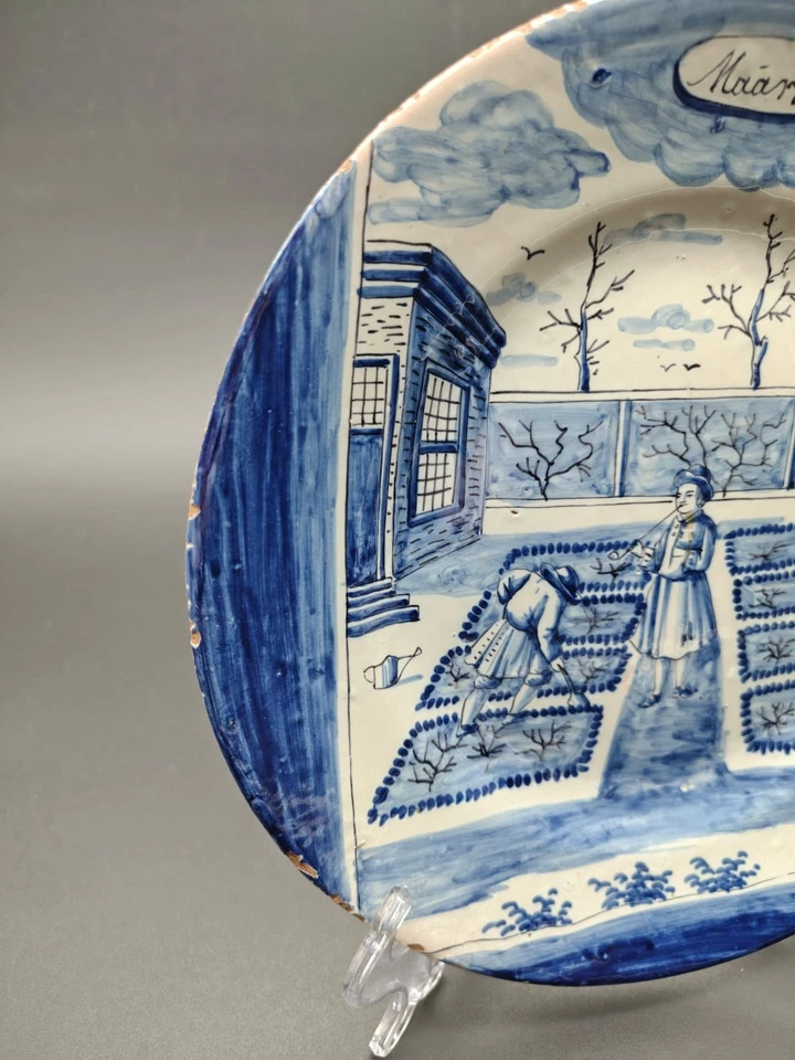 Delft Monatsteller 1759 Joost Brouwer – „Maart“ – Delftware Ø23,5cm - Bild 4 von 4