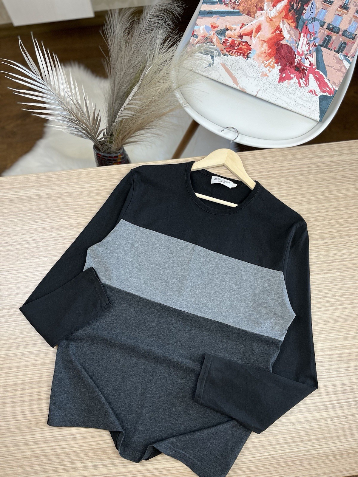 Yves Saint Laurent uomo manica lunga a righe taglia L multicolore