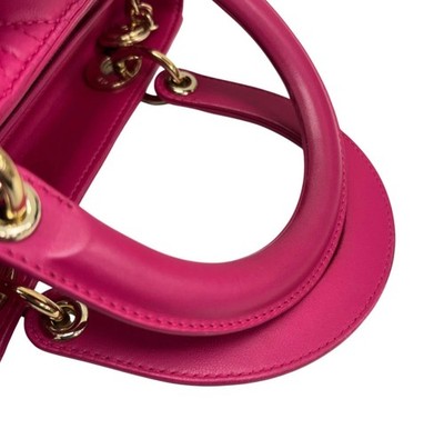 Dior Lady Dior Beige Interior Shoulder Bag Medium Pink Leather