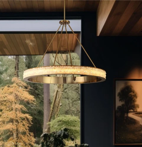 Minka Lavery 3888-L Divinely 37"W LED Crystal Ring Chandelier - Celeste Brass - Picture 2 of 8