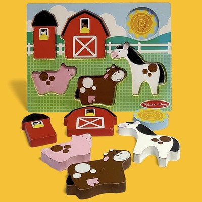 Melissa & Doug Wooden Chunky Puzzle Scene Barnyard Fun 11.5'' x 9''