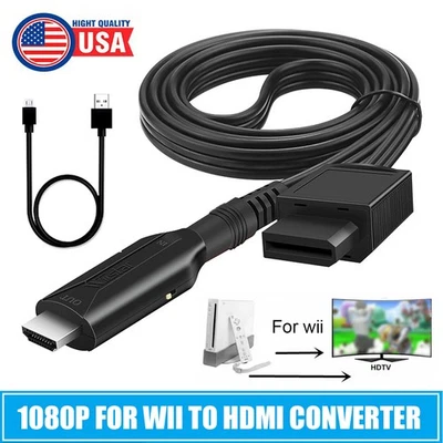 Wii to HDMI Adapter Converter Cable Full HD 1080P Plug Play for Television PC ++